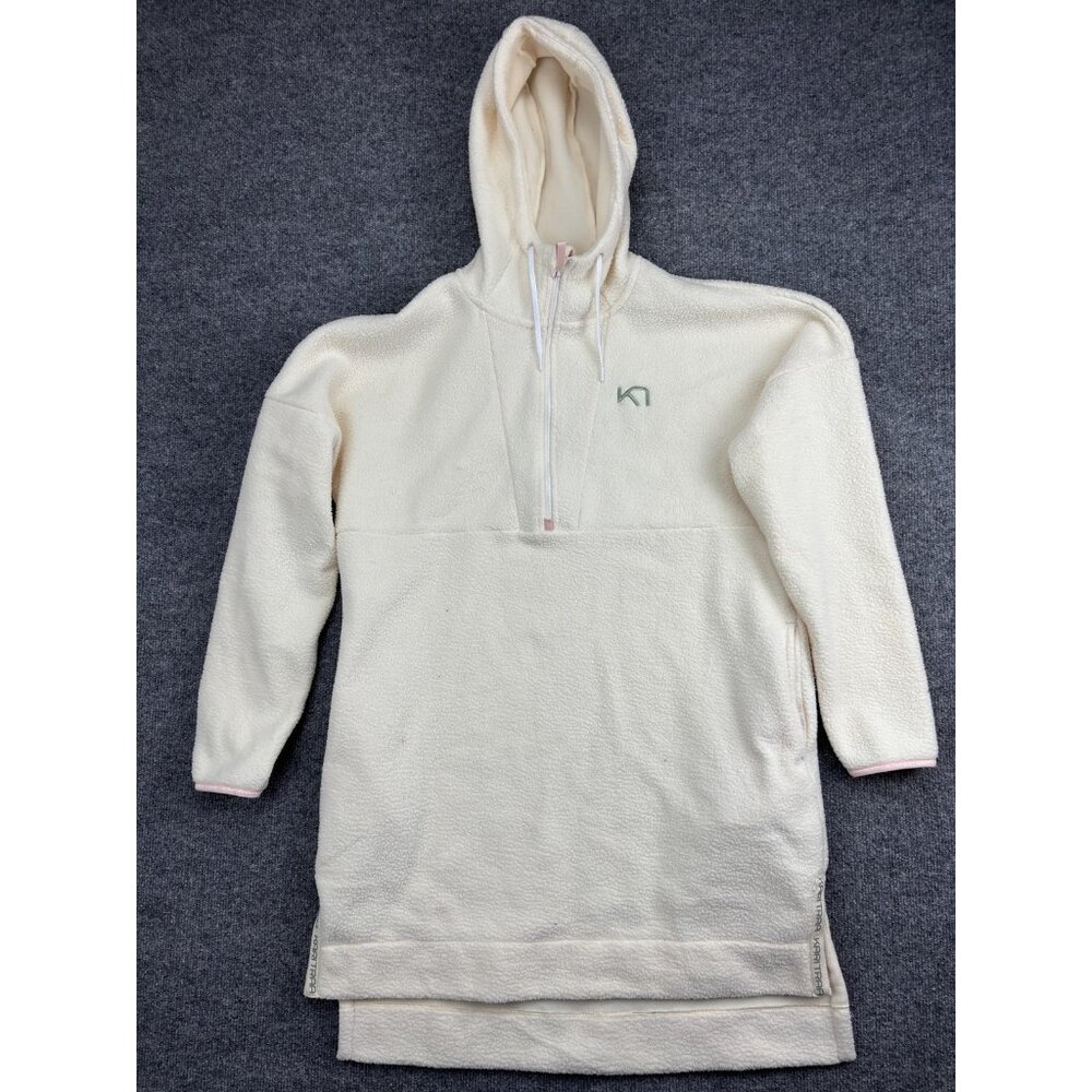 Kari Traa Hoodie Womens Medium Ivoryโ Fleece Half Zip Pullover Longline Tunic